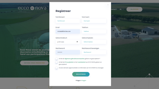 Maak uw investeerdersaccount aan